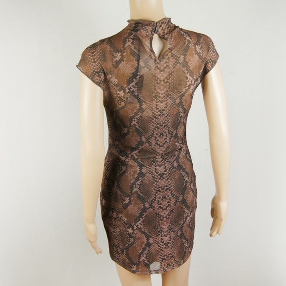 H:ours 2 Piece Brown Snakeskin Dress - Picture 2 of 5
